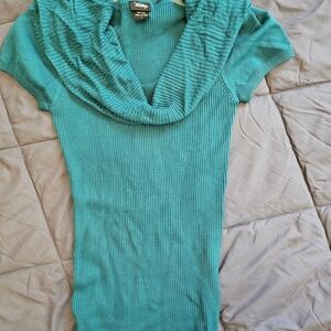Vanity Teal Cowl Neck Sweater